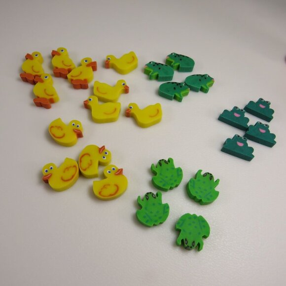 Easter Egg Filler: Small Ducks & Frogs Erasers (24 items)(they stand up) - Picture 2 of 13